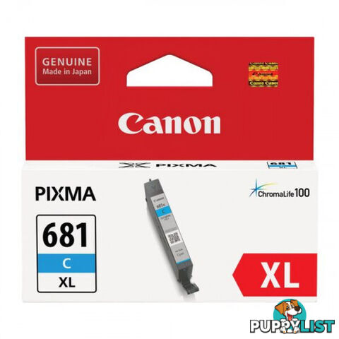 Canon CLI-681XL High Yield CYAN INK CARTRIDGE fo TS9565 TS6160 TR8560 - Canon - CLI-681XL Cyan - 0.00kg