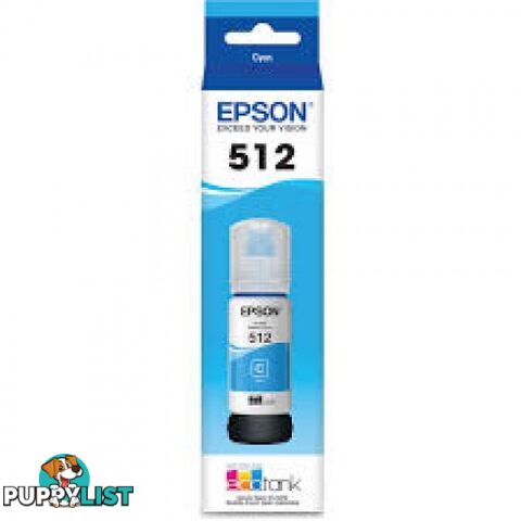 Epson C13T00H292 CYAN INK BOTTLE T512 for EcoTank ET-7700 ET-7750 - Epson - Epson 512 Cyan - 0.20kg