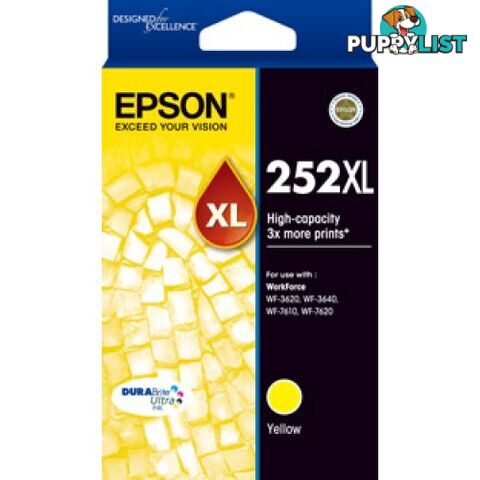 Epson C13T253492 HIGH YIELD YELLOW Ink Cartridge 252XL for WF3620 WF3640 WF7610 WF7710 WF7725 - Epson - Epson 252XL YELLOW - 0.00kg