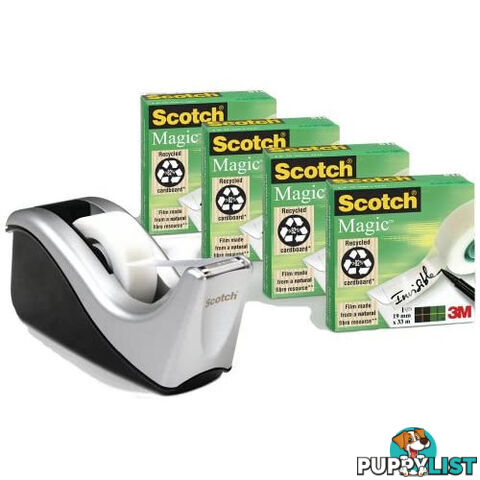 SCOTCH Magic Tape Dispenser with 4 invisible tapes - Dynamic Supplies - SCOTCH C60-ST4 Dispenser - 0.00kg