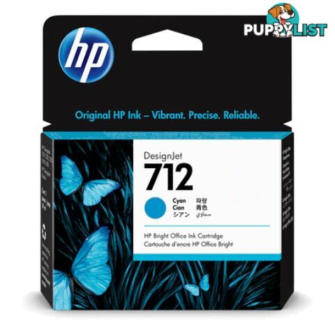 Hewlett Packard HP-712 Cyan Ink cartridge for t230 t250 t650 - Hewlet Packard - HP 712 Cyan - 0.05kg