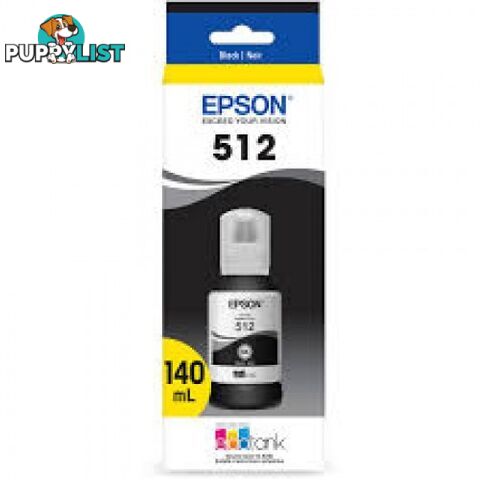 Epson C13T00G192 BLACK INK BOTTLE T512 for EcoTank ET-7700 ET-7750 - Epson - Epson 512 Black Ink - 0.20kg