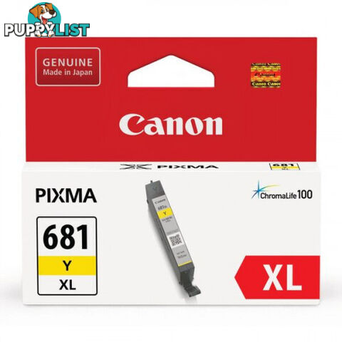 Canon CLI-681XL High Yield YELLOW INK CARTRIDGEfor TS9565 TS6160 TR8560 - Canon - CLI-681XL Yellow - 0.00kg