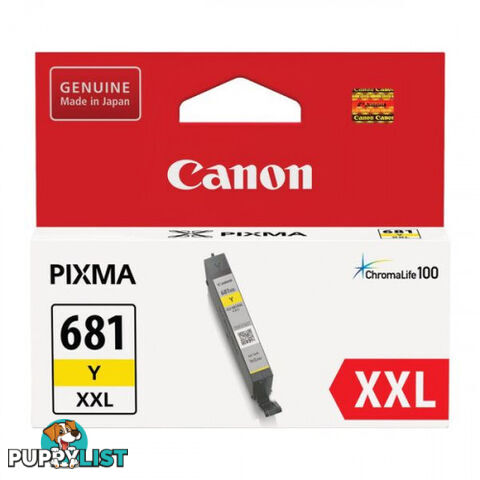 Canon CLI-681XXL Super High Yield YELLOW INK CARTRIDGE for TS-9565 TS-8160 TR-8560 - Canon - CLI-681XXL Yellow - 0.00kg