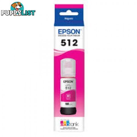 Epson C13T00H392 MAGENTA INK BOTTLE T512 for EcoTank ET-7700 ET-7750 - Epson - Epson 512 Magenta - 0.20kg