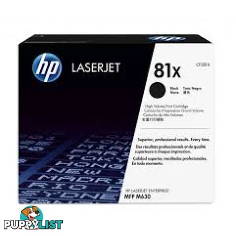 Hewlett-Packard CF281X Black Toner [#81X] for M605 M606 M630 - Hewlet Packard - HP CF281X BLACK - 0.11kg