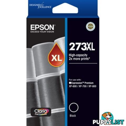 Epson 273XL Claria C13T274192 High Capacity Premium Black ink - Epson - Epson 273XL BLACK - 0.10kg