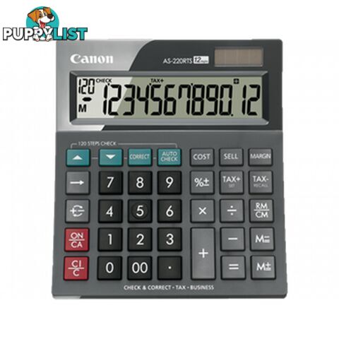 Canon AS-220RTS 12 digit Battery/Solar Desktop Calculator - Canon - AS-220DTS - 0.00kg