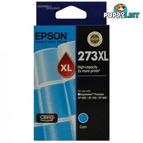 Epson 273xl Claria C13T275292 High Capacity Premium Cyan Ink for XP-510 XP-520 XP-820 - Epson - Epson 273XL CYAN - 0.10kg