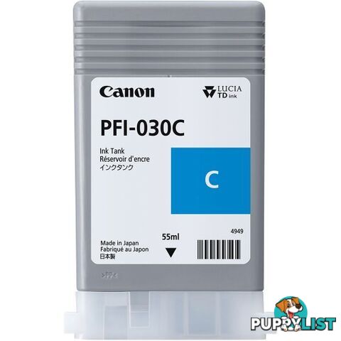 Canon PFI-030 Pigment Ink CYAN for ProGraf TA20 TA30 wide format printer - Canon - PFI-030 Cyan - 0.00kg