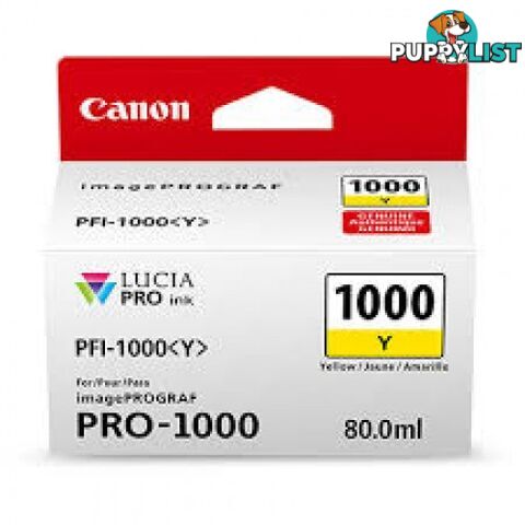 Canon PFI-1000 Pigment Ink for PRO-1000 Yellow - Canon - PFI-1000 Yellow - 0.00kg