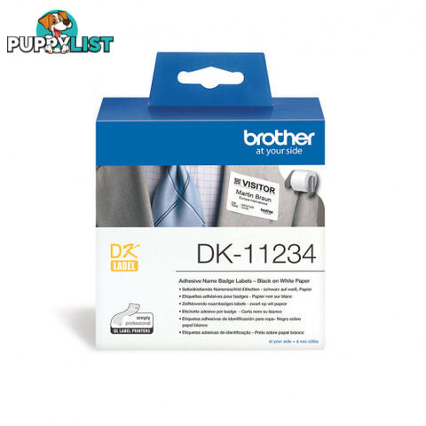 Brother DK-11234 White 60x86mm Name Badge Label - Brother - DK-11234 - 0.46kg