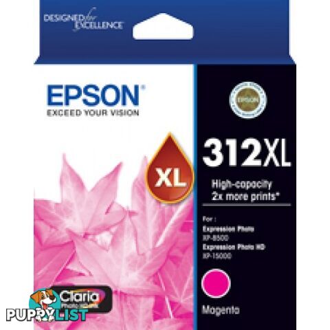 Epson 312XL C13T183392 Magenta Ink High Capacity for XP8500 XP15000 - Epson - Epson 312XL MAGENTA - 0.20kg