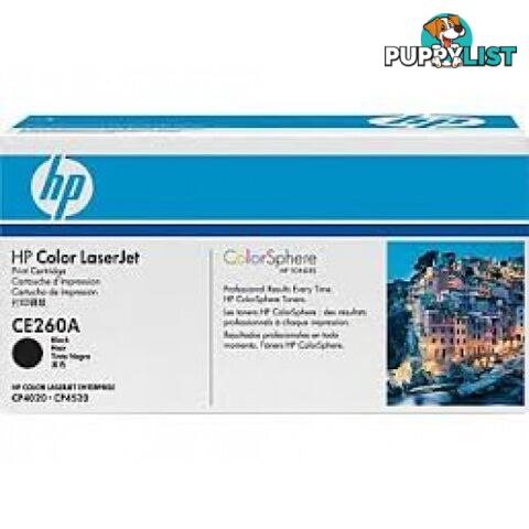 Hewlett-Packard CE260A Black Toner Cartridge [#647A] for CP4025 CP4525 - Hewlet Packard - HP CE260A - 1.00kg