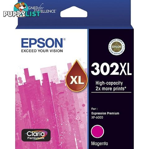 Epson 302XL C13T01Y392 Magenta Ink High Capacity for Expression Photo XP6000 XP6100 - Epson - Epson 302XL Magenta - 0.20kg