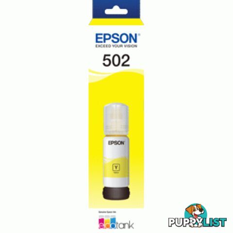 Epson C13T03K492 YELLOW INK BOTTLE for EcoTank T502 Y - Epson - Epson T502 Yellow Ink - 0.20kg