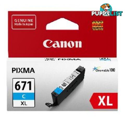 Canon CLI-671XLC Cyan Ink Cartridge High Yield - Canon - CLI-671XL Cyan - 0.00kg