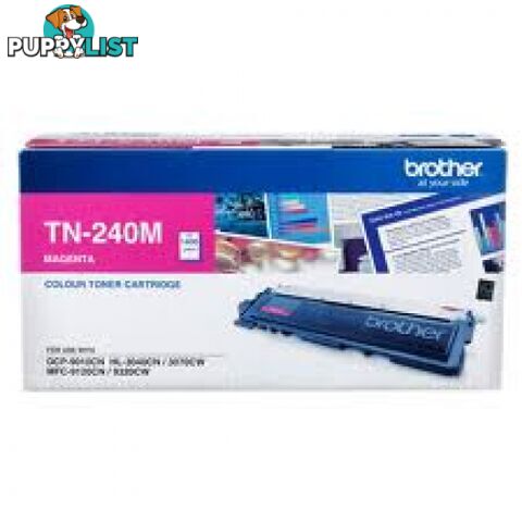 Brother TN-240M Magenta Toner for HL3040 HL3045 HL3070 MFC9120 MFC9125 MFC9320 MFC9325 - Brother - TN-240M - 0.76kg