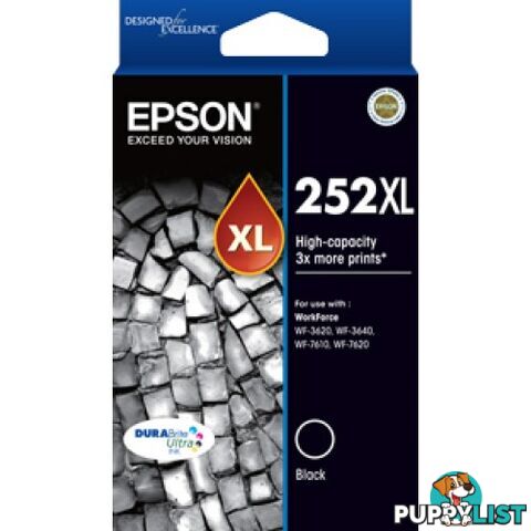 Epson C13T253192 HIGH YIELD BLACK Ink Cartridge 252XL for WF3620 WF3640 WF7610 WF7620 - Epson - Epson 252XL BLACK - 0.00kg