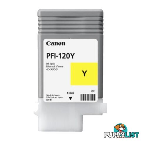 Canon PFI-120 Yellow Pigment Ink for ProGraf TM200 TM205 TM300 TM305 - Canon - PFI-120 Yellow - 0.00kg