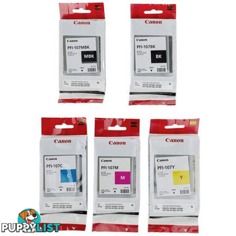 Canon PFI-107VP 5 Ink cartridge SET - Canon - PFI-107 5PK - 0.00kg