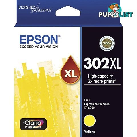 Epson 302XL C13T01Y492 Yellow Ink 302XL High Capacity for Expression Photo XP6000 XP6100 - Epson - Epson 302XL Yellow - 0.20kg