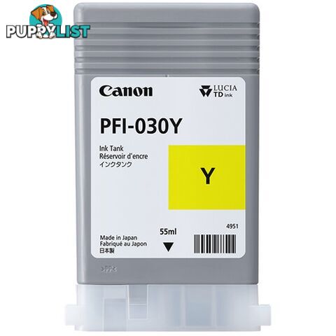 Canon PFI-030 Pigment Ink YELLOW for ProGraf TA20 TA30 wide format printer - Canon - PFI-030 Yellow - 0.00kg