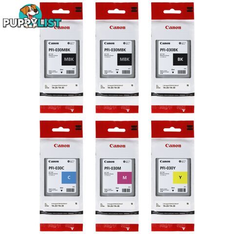 Canon PFI-030 5 pack  Pigment Ink value pack for ProGraf TA20 TA30 wide format printer - Canon - PFI-030 VPack - 0.00kg