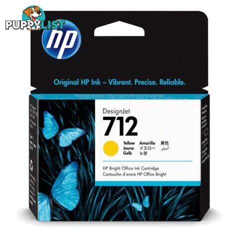 Hewlett Packard HP-712 Yellow Ink cartridge for t230 t250 t650 - Hewlet Packard - HP 712 Yellow - 0.05kg