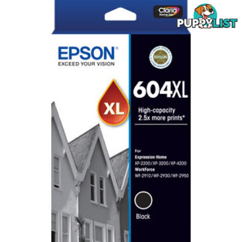 Epson C13T10H192 H/Y Black ink cartridge 604XL - Epson - Epson 604XL Black - 0.20kg