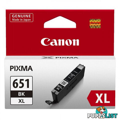 Canon CLI-651XLBk Black Ink Cartridge HIGH YIELD for iP8760 iX6860 MG6360 MG7160 - Canon - CLI-651XLBk - 0.04kg