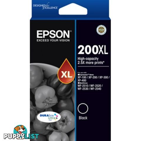 Epson C13T201192 High Capacity Ultra Black Ink 200XL - Epson - Epson 200XL BLACK - 0.10kg