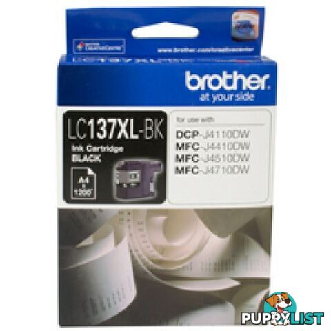 Brother LC137XL-BK High Capacity Black Ink cartridge for MFC-J4510 MFC-J4710DW - Brother - LC137XL-BK - 0.14kg