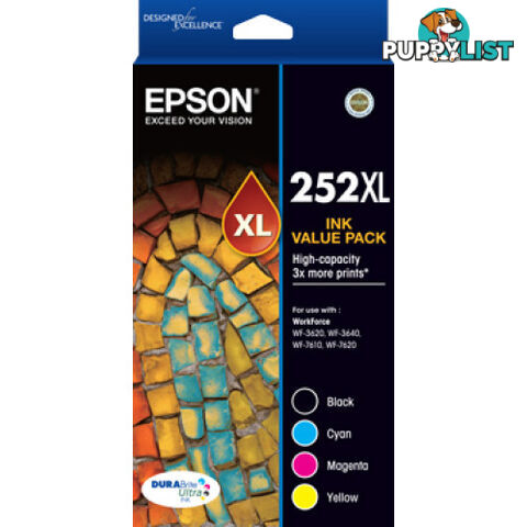 Epson 252XL 4 Pack Ink Cartridge set for WF3620 WF3640 WF7610 WF7620 - Epson - Epson 252XL 4Pk - 0.00kg