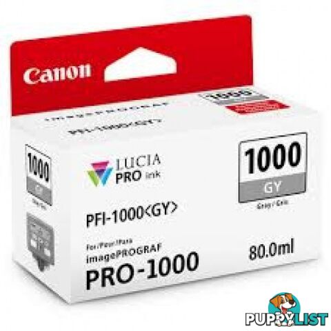 Canon PFI-1000 Pigment Ink for PRO-1000 Photo Gray - Canon - PFI-1000 Photo Gray - 0.00kg