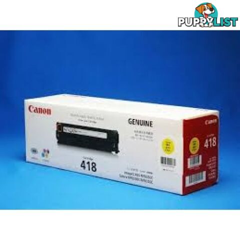 Canon Cartridge 418Y Yellow Toner for MF8580 MF729cx - Canon - Cartridge 418Y - 0.89kg