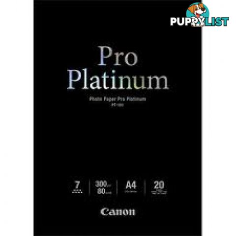 Canon PT101A4-20 Photo Paper Platinum Plus 300GSM 20 sheets - Canon - PT101A4-20 - 0.50kg