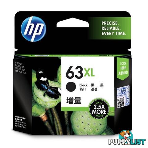 Hewlett Packard HP-63XL Black Ink Cartridges - Hewlet Packard - HP 63XL BK - 0.60kg