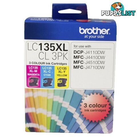 Brother LC135XL Colour Ink 3 Pack for DCP-J4110DW MFC-J4410DW MFC-J4510DW MFC-J4710DW - Brother - LC135XLCL 3PK - 0.14kg