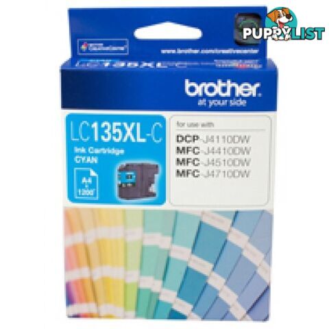 Brother LC135XL-C High Capacity Cyan Ink cartridge for MFC-J4510DW MFC-J6920DW - Brother - LC135XL-Cyan - 0.14kg