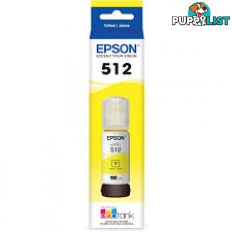 Epson C13T00H492 YELLOW INK BOTTLE T512 for EcoTank ET-7700 ET-7750 - Epson - Epson 512 Yellow - 0.20kg