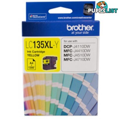 Brother LC135XL-Y High Capacity Yellow Ink for MFC-J4510DW MFC6920DW - Brother - LC135XL-Yellow - 0.14kg