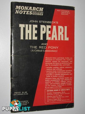 John Steinbeck's The Red Pony and The Pearl : Monarch Notes and Study Guides  - Armand Schwerner - 1965