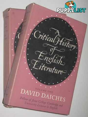 A Critical History of English Literature in Two Volumes  - Daiches David - 1960