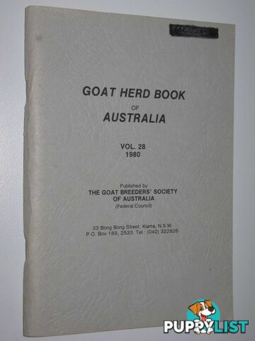 Goat Herd Book of Australia Vol. 28  - Author Not Stated - 1980