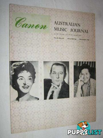 Canon: Australian Music Journal vol 16 numbers 8, 9 (in one edition) : 1963  - Articles by Zdzislaw Sierpinski Oskar Elschek Robert Elkin - 1963