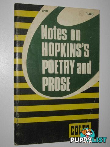 Notes On Hopkins's Poetry And Prose  - Gold K - 1970