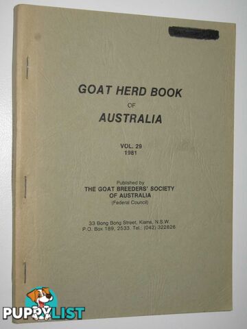 Goat Herd Book of Australia Vol. 29  - Author Not Stated - 1981