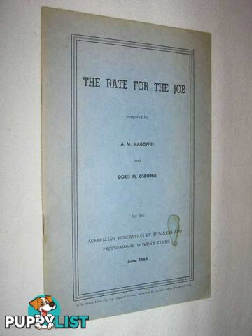 The Rate for the Job  - Magoffin A. M. & Osborne, Doris M. - 1965