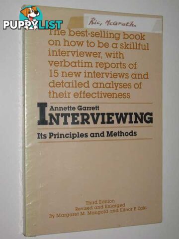 Interviewing : Its Principles And Methods  - Garrett Annette - 1982